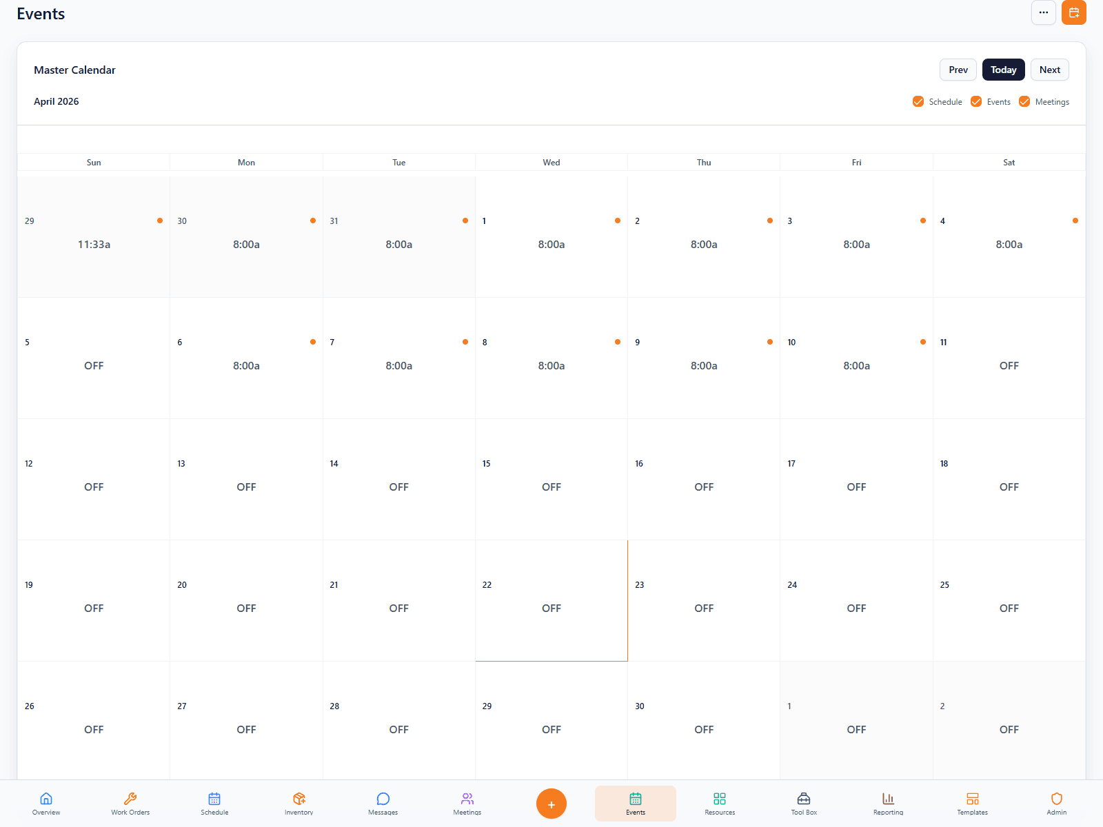 FORM Events workspace preview