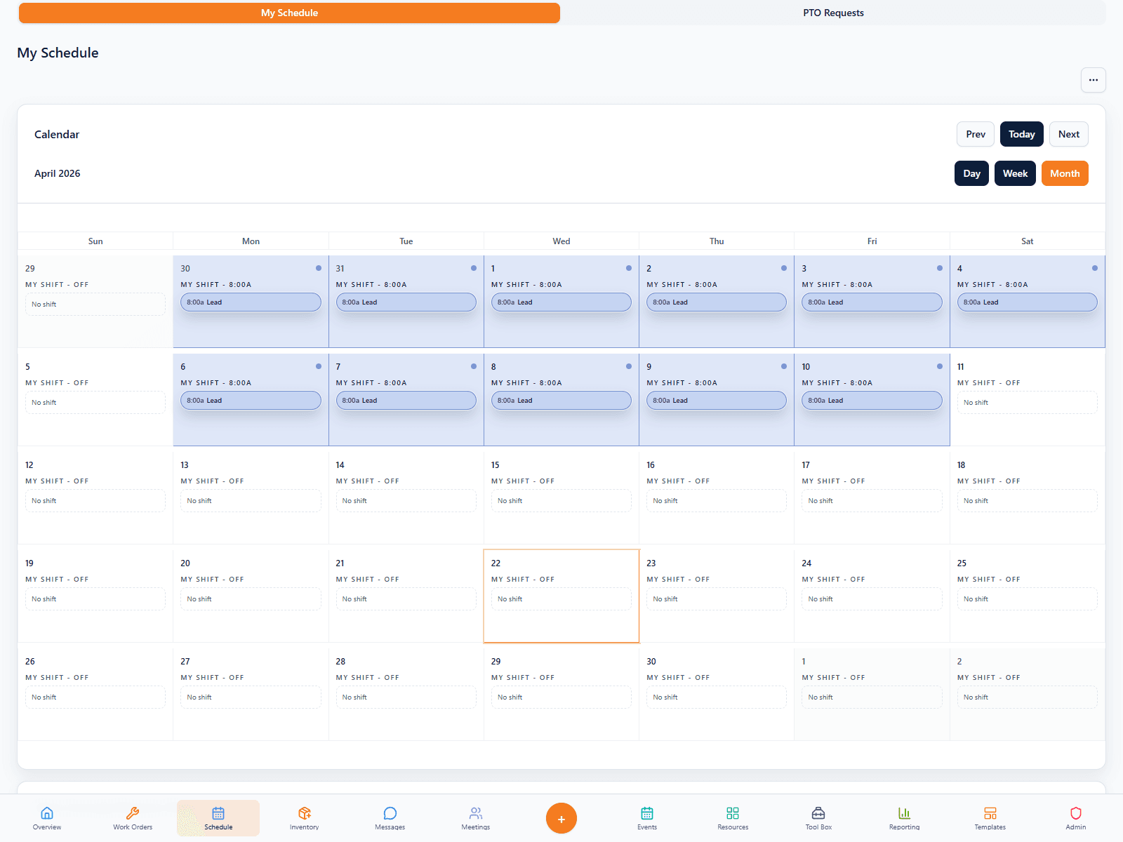 FORM Schedules viewer screenshot