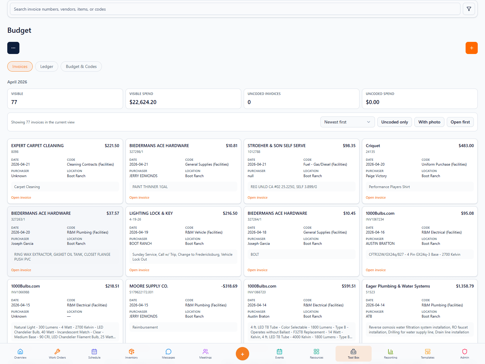 FORM Budgets screenshot