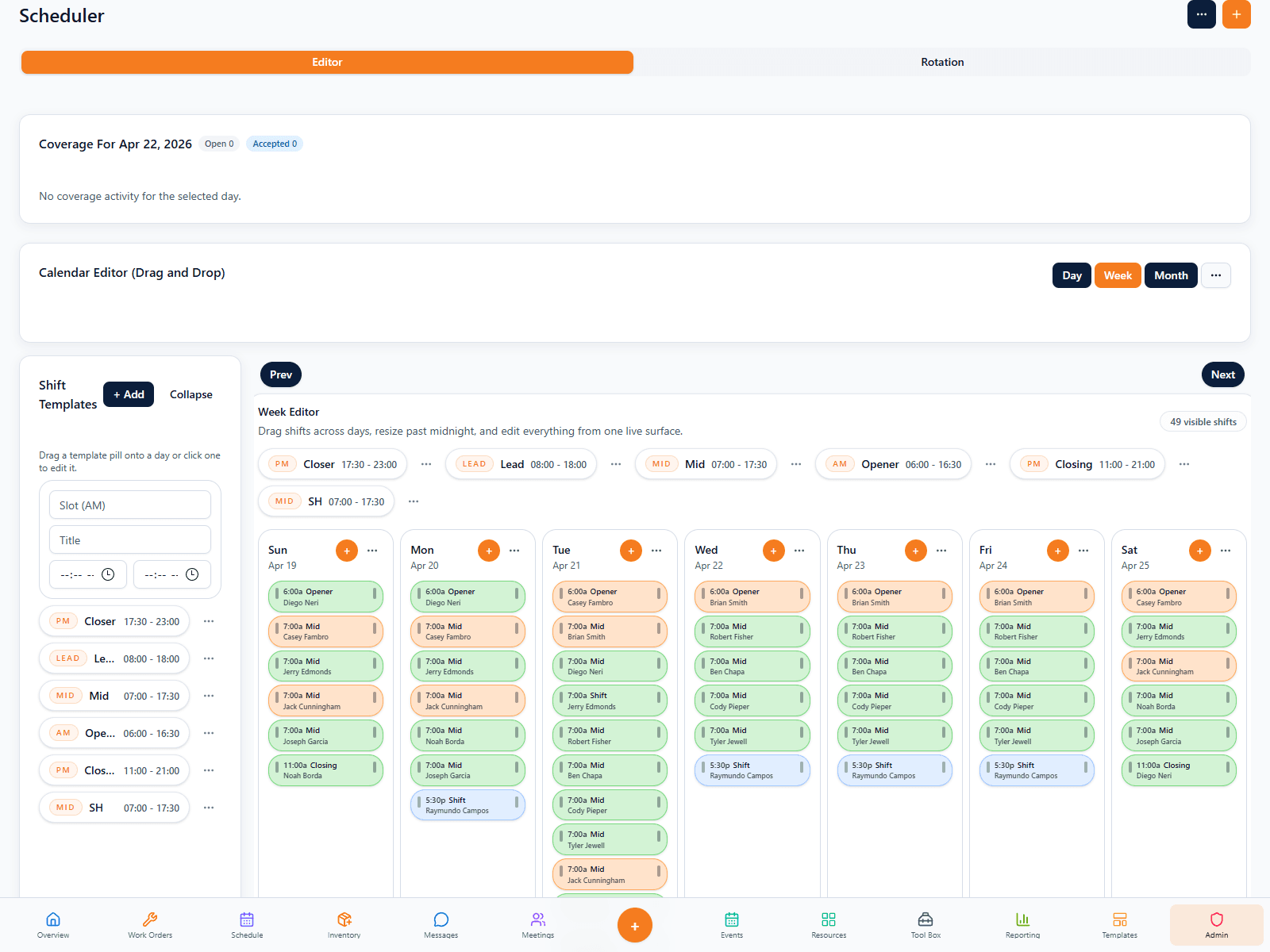 FORM Schedule editor screenshot
