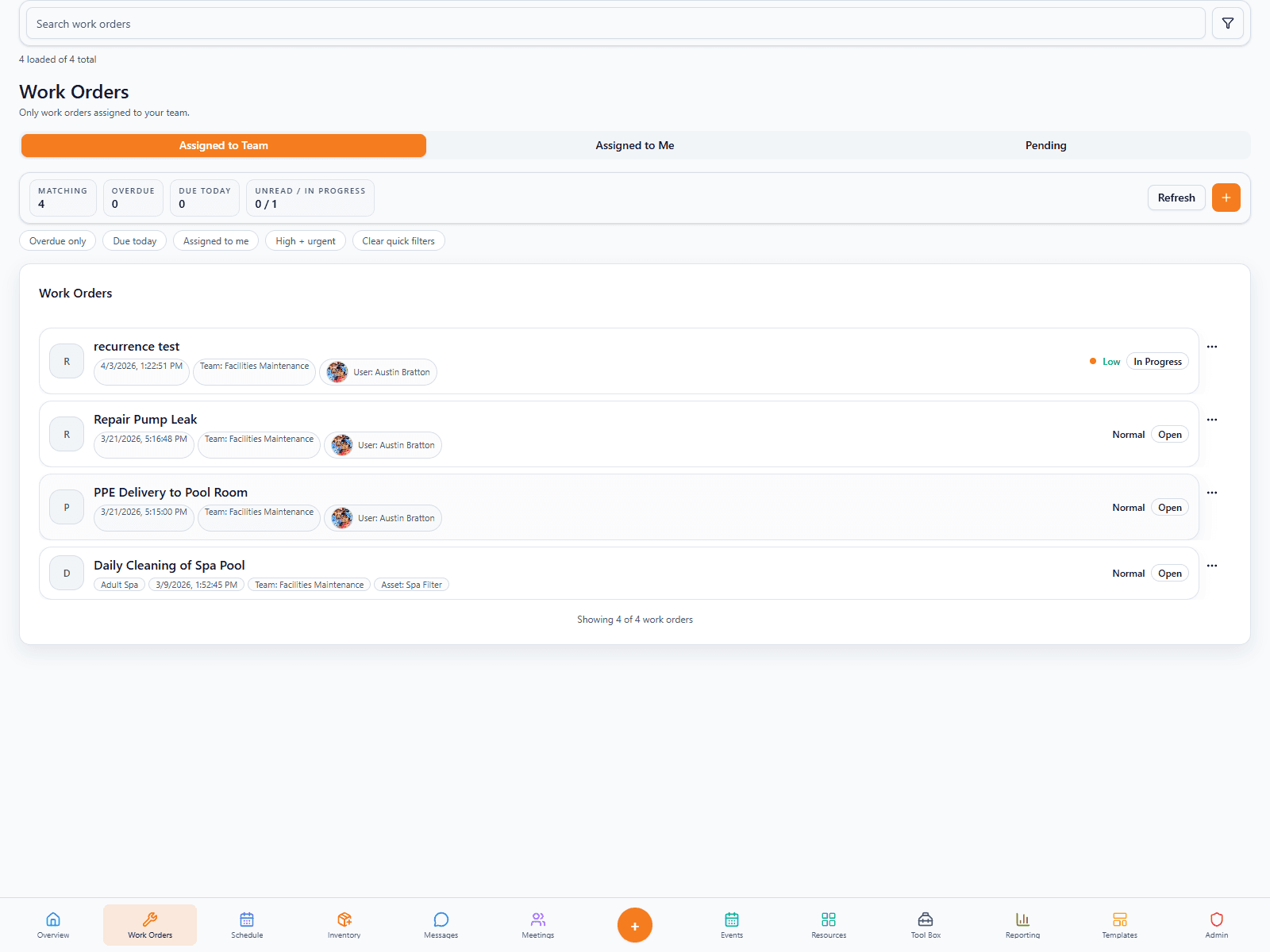 FORM Work Orders screenshot